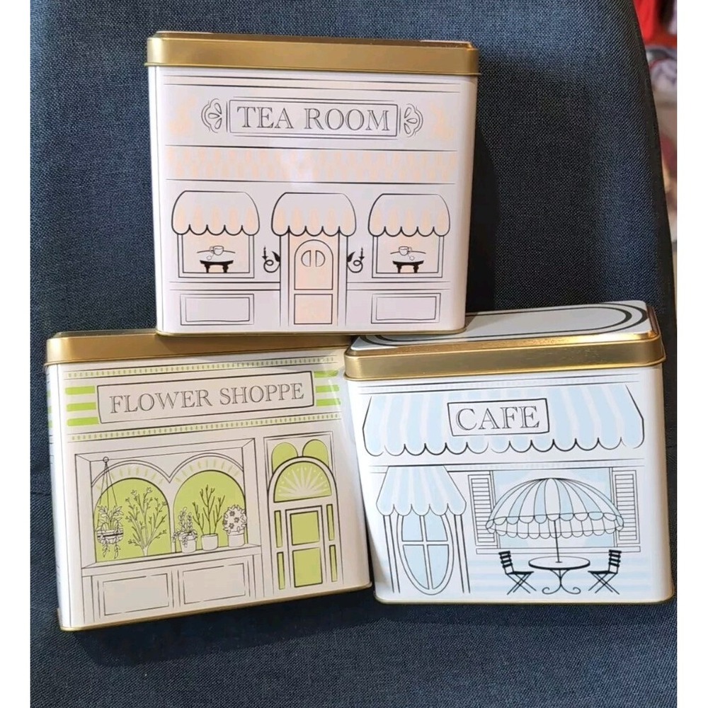 Target Bullseye Playground Tea Room Cafe Flower Shop SET of 3 Storage Tins 2024